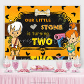 Lofaris Orange Our Little Stone Is Turning Two Birthday Backdrop